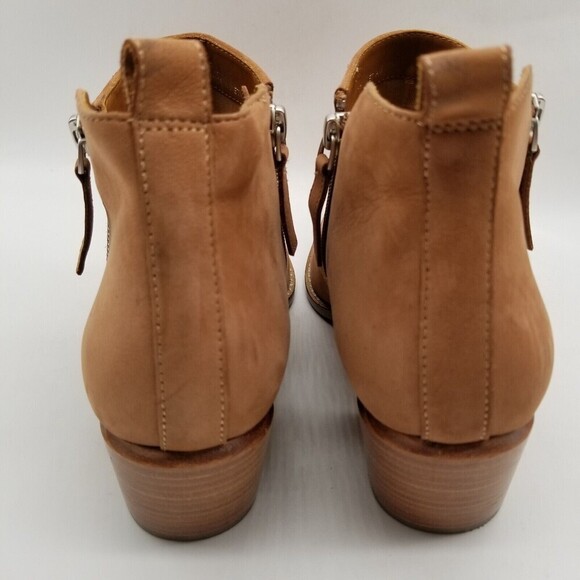 Linea Paolo Women Brown Suede Double Zip Block Heel Sochi Ankle Bootie 7.5 - Picture 5 of 9